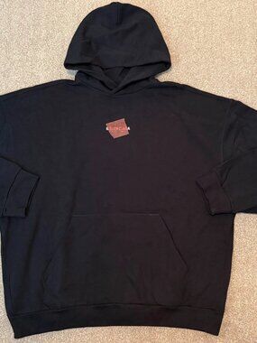 Balenciaga Taped Back Medium Fit Hoodie faded black red sz M